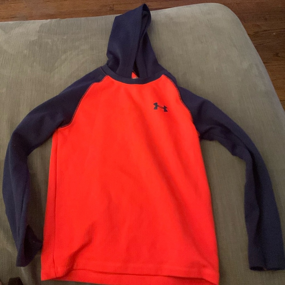 Under Armour Orange and Blue Hoodie kids size 6 EUC Waffle